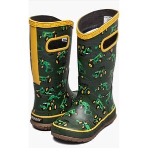 NWOT Bogs Rain Boots Kids 13 Green Tractor Waterproof Pull On Outdoor Gorpcore